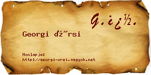 Georgi Örsi névjegykártya